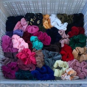 33 unused scrunchies + spiral hair tie